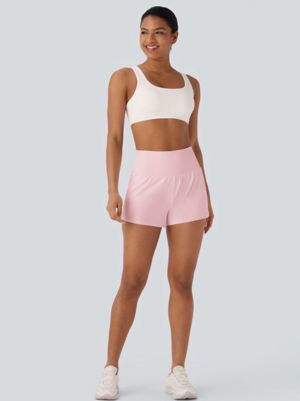 SoftlyZero Airy High Waisted
Ruched InstantCool Yoga Shorts 3"
 Primrose Pink S